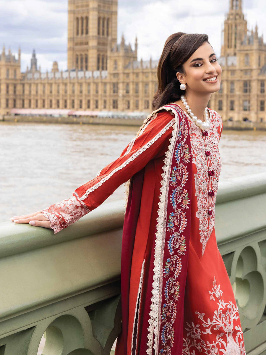 MUSHQ Broadway Unstitched Embroidered Linen 3Pc Suit MNM-13