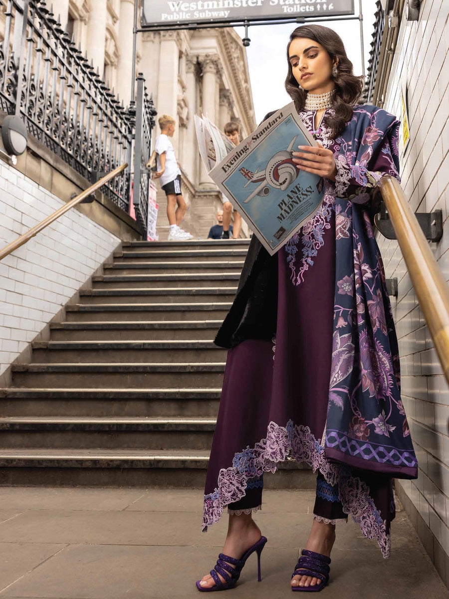 MUSHQ Broadway Unstitched Embroidered Linen 3Pc Suit MNM-15