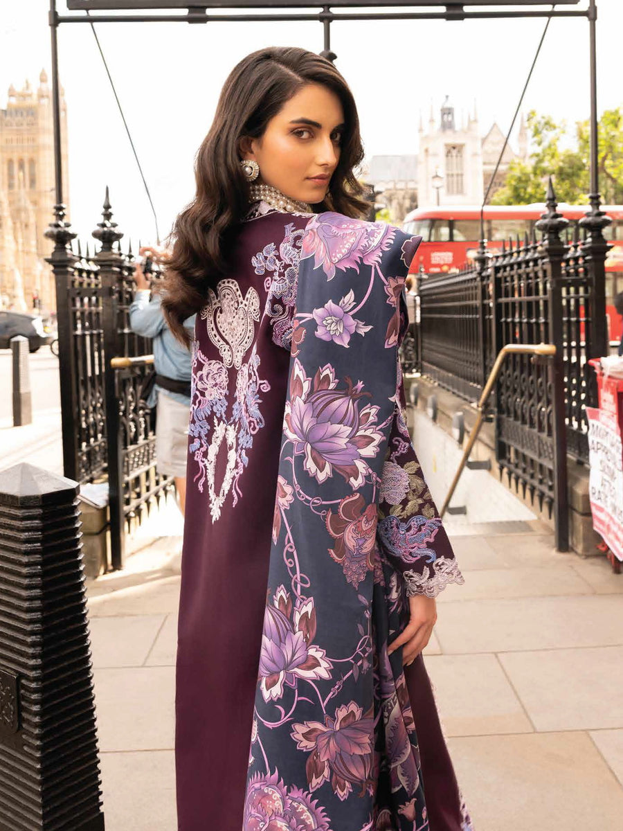 MUSHQ Broadway Unstitched Embroidered Linen 3Pc Suit MNM-15