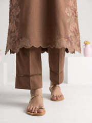Viana by Sanam Saeed Embroidered Karandi Unstitched 3Pc Suit - MOCHA