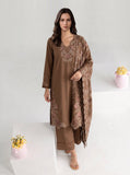 Viana by Sanam Saeed Embroidered Karandi Unstitched 3Pc Suit - MOCHA