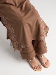 Viana by Sanam Saeed Embroidered Karandi Unstitched 3Pc Suit - MOCHA