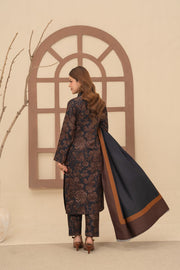 Feathers Digital Printed Dhanak Unstitched 3Pc Suit MOCHA-FT642
