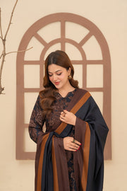 Feathers Digital Printed Dhanak Unstitched 3Pc Suit MOCHA-FT642