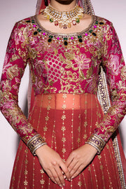 Best of Mushq Embroidered Chiffon Unstitched 3Pc Suit BOM-12 Molten Lava
