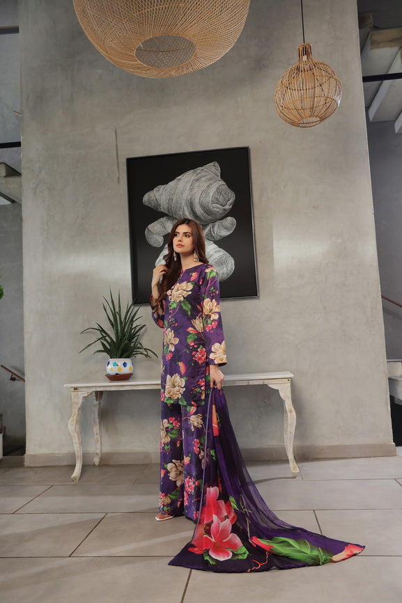 Feathers Whisper Winds Unstitched Printed Lawn 3Pc Suit MORVIA-FT492