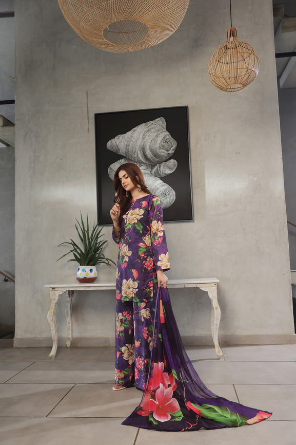 Feathers Whisper Winds Unstitched Printed Lawn 3Pc Suit MORVIA-FT492