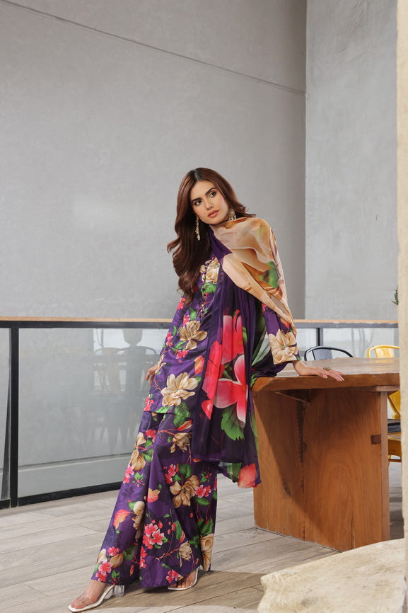 Feathers Whisper Winds Unstitched Printed Lawn 3Pc Suit MORVIA-FT492
