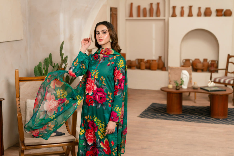 Feathers Twilight Temptations Unstitched Printed Lawn 3Pc Suit MOSS-FT467