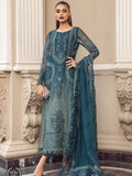 Maria.B Unstitched Chiffon Embroidered Suit MPC-23-102 Teal Blue