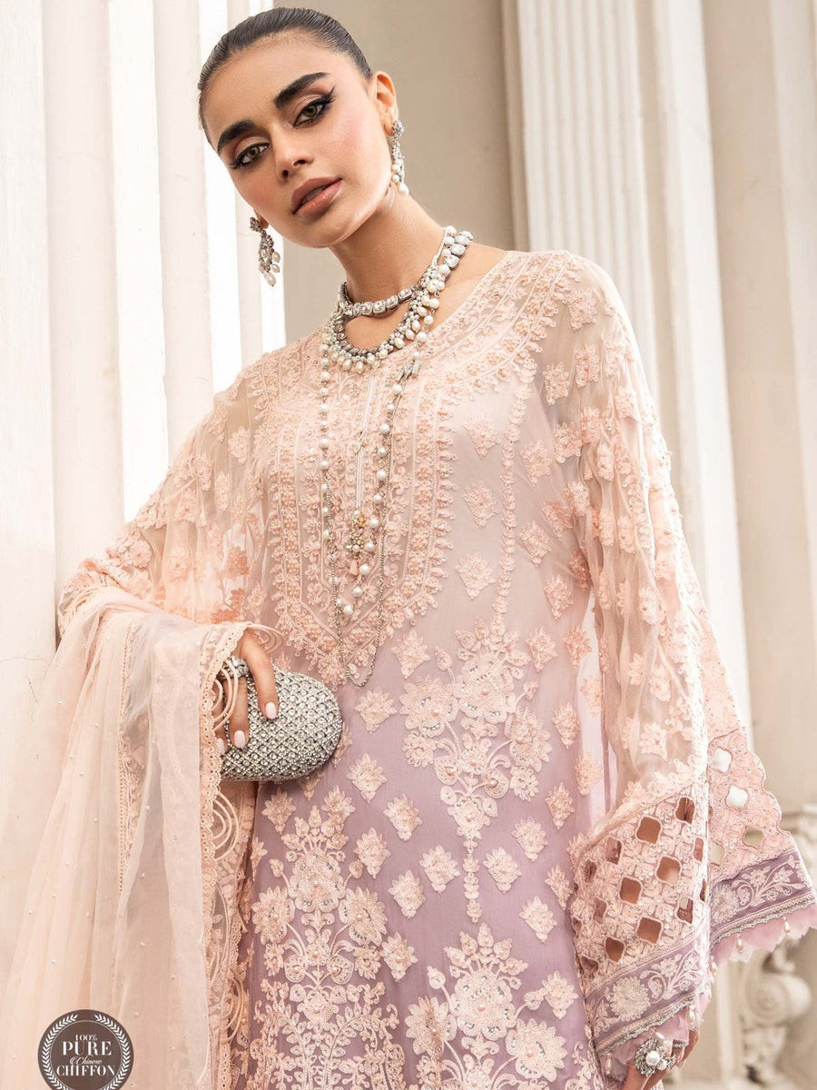 Maria.B Unstitched Chiffon Embroidered Suit MPC-23-103 Lilac