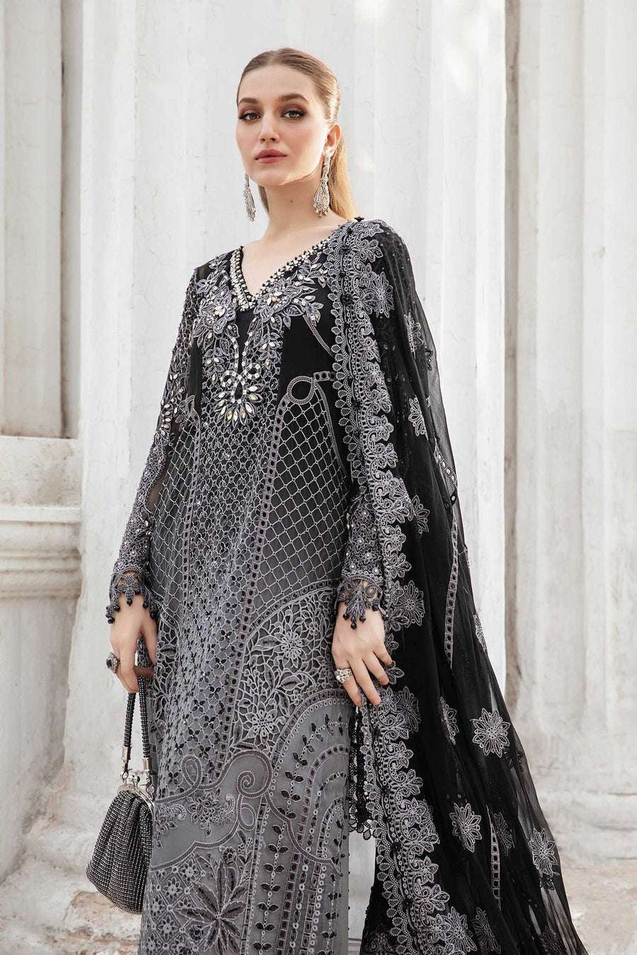 Maria.B Unstitched Embroidered Luxury Chiffon 3Pc Suit MPC-24-101