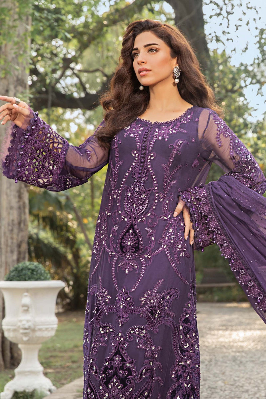 Maria.B Unstitched Embroidered Luxury Chiffon 3Pc Suit MPC-24-102