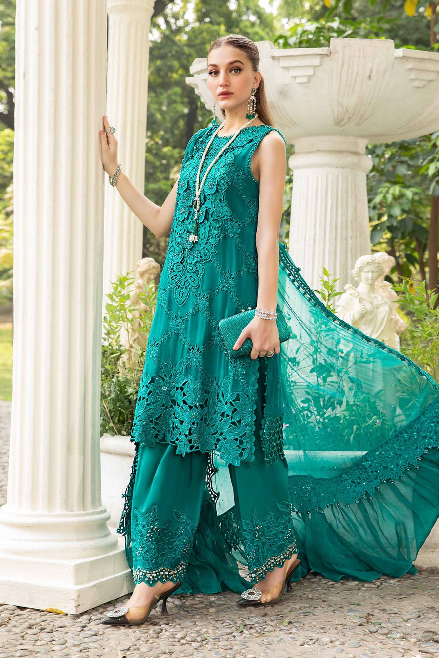 Maria.B Unstitched Embroidered Luxury Chiffon 3Pc Suit MPC-24-105
