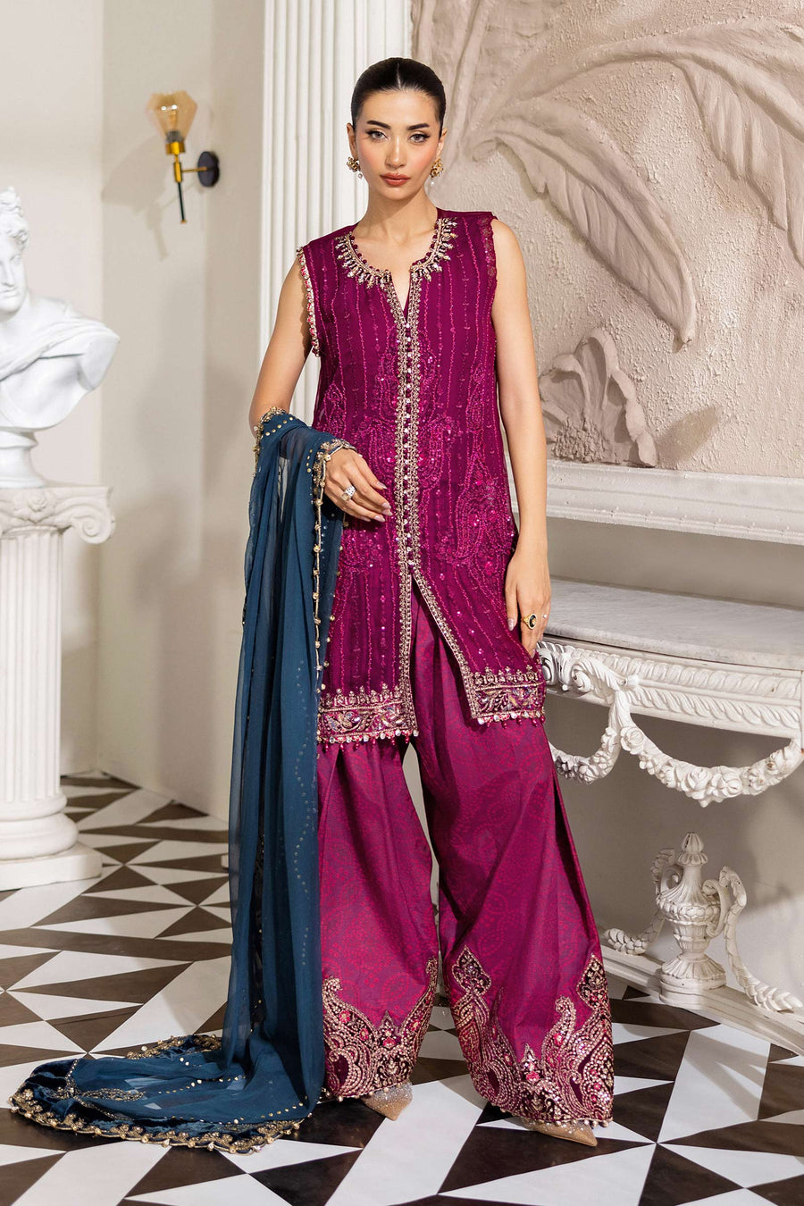 Maria B Embroidered Luxury Chiffon Unstitched 3Pc Suit MPC-25-102