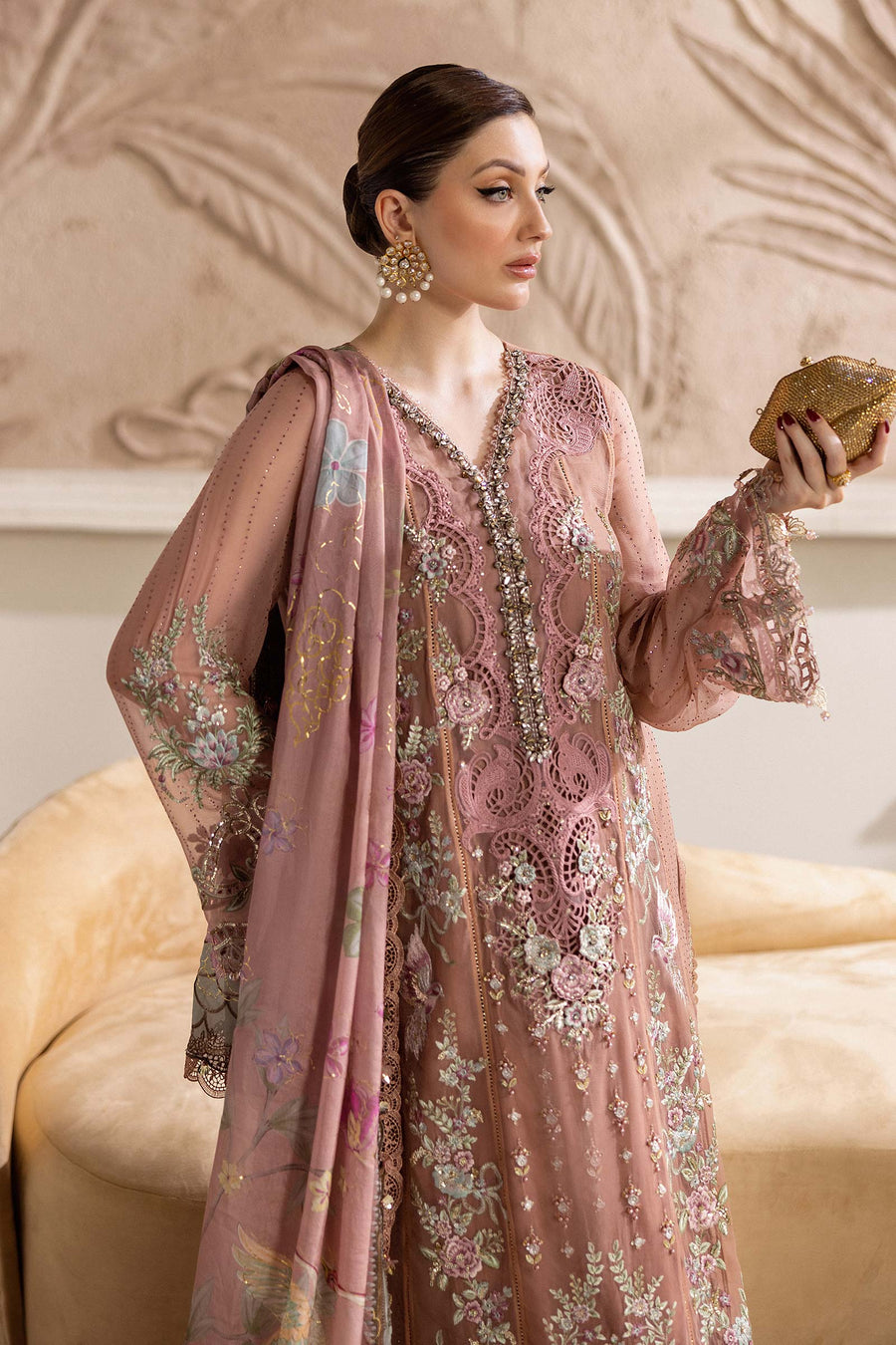 Maria B Embroidered Luxury Chiffon Unstitched 3Pc Suit MPC-25-105