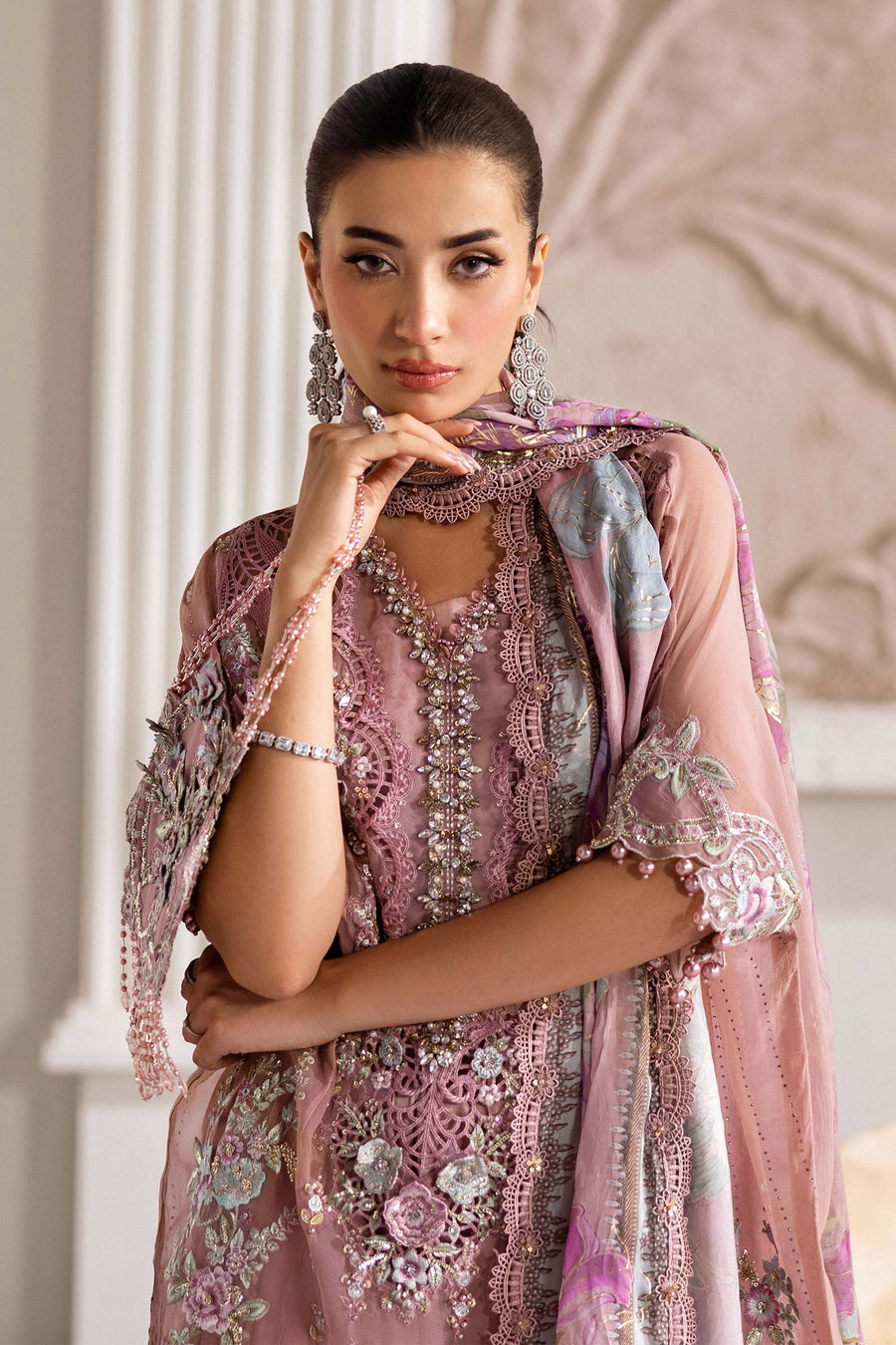 Maria B Embroidered Luxury Chiffon Unstitched 3Pc Suit MPC-25-105