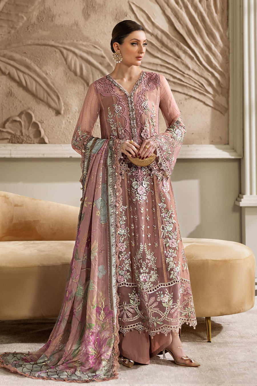 Maria B Embroidered Luxury Chiffon Unstitched 3Pc Suit MPC-25-105
