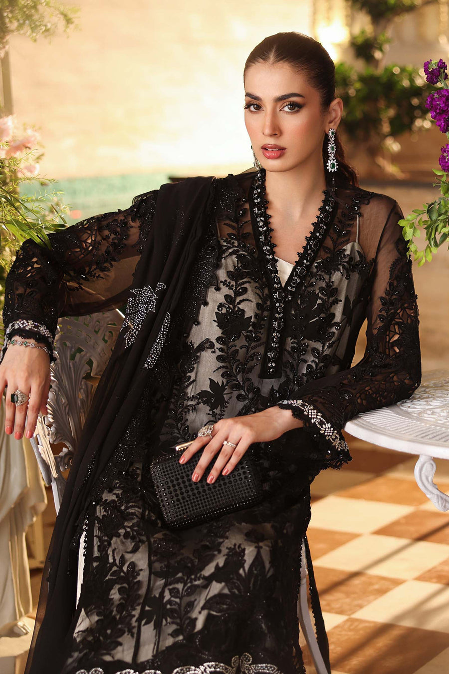 Maria B Embroidered Luxury Chiffon Unstitched 3Pc Suit MPC-26-101