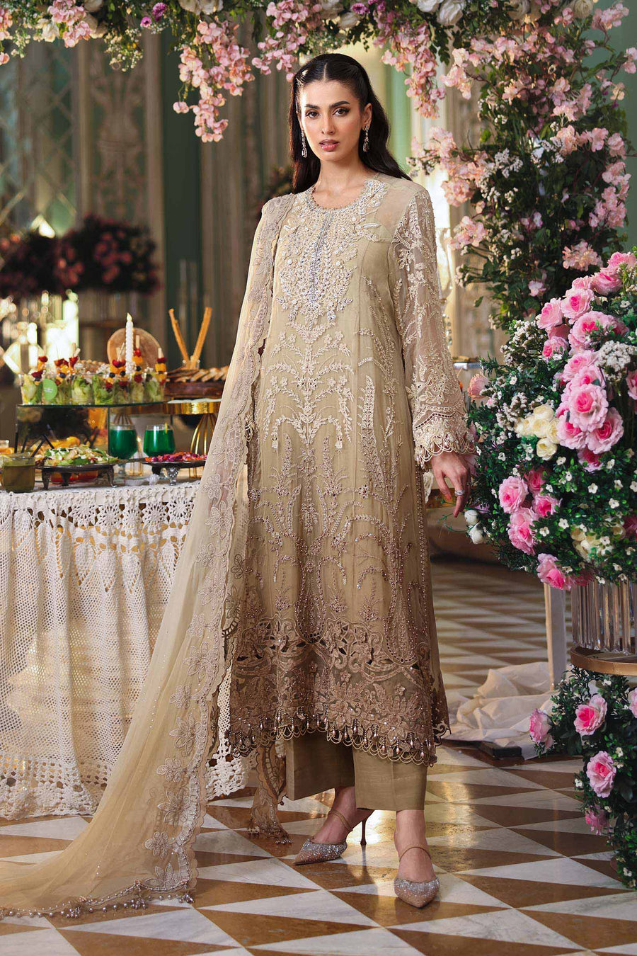 Maria B Embroidered Luxury Chiffon Unstitched 3Pc Suit MPC-26-103