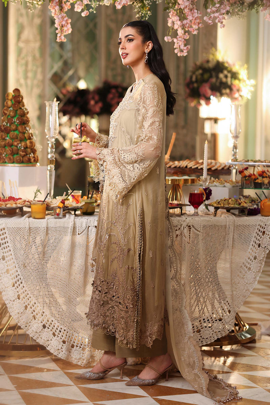 Maria B Embroidered Luxury Chiffon Unstitched 3Pc Suit MPC-26-103