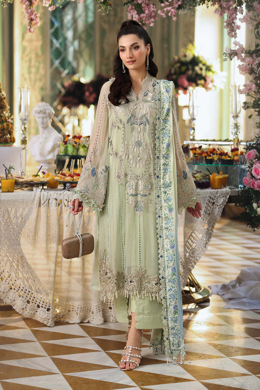 Maria B Embroidered Luxury Chiffon Unstitched 3Pc Suit MPC-26-105
