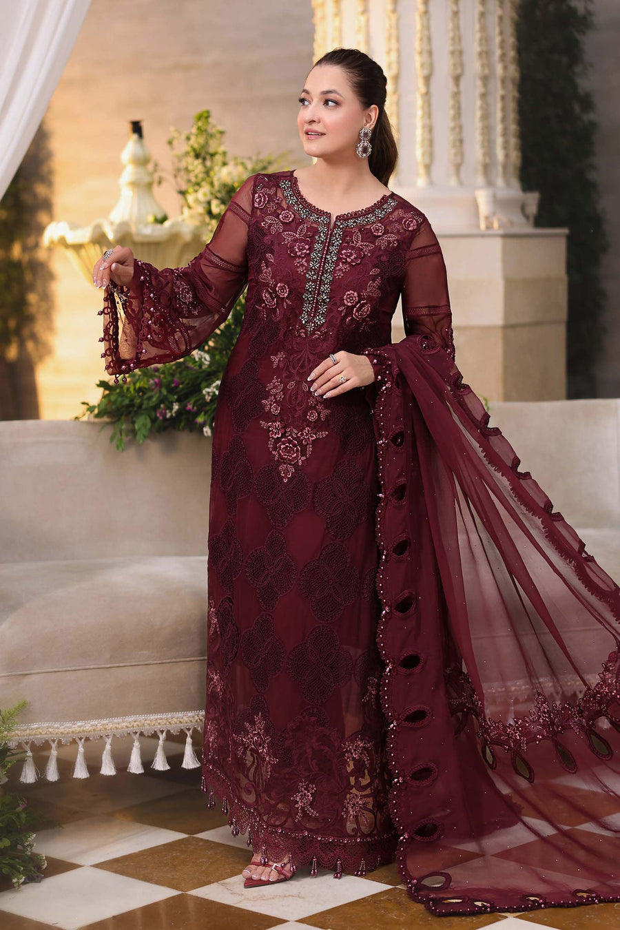 Maria B Embroidered Luxury Chiffon Unstitched 3Pc Suit MPC-26-108