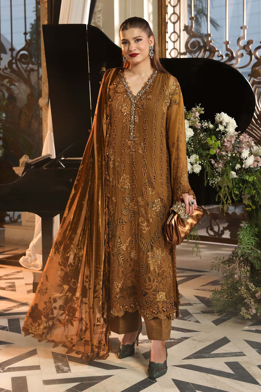 Maria.B Embroidered Luxury Chiffon Unstitched 3Pc Suit MPC-26-205