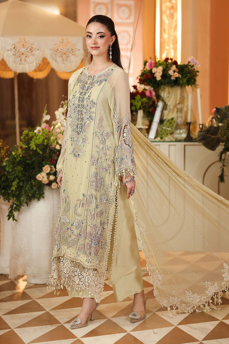 Maria.B Embroidered Luxury Chiffon Unstitched 3Pc Suit MPC-26-208