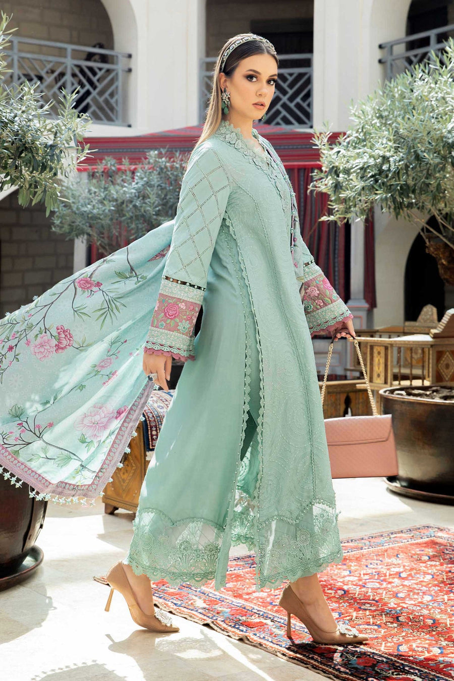Maria.B MPrints Embroidered Linen Unstitched 3Pc Suit MPT-2001-A