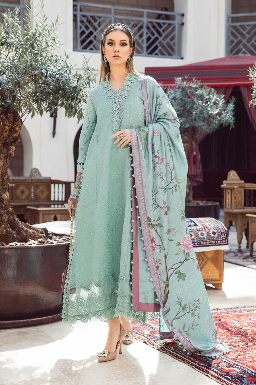 Maria.B MPrints Embroidered Linen Unstitched 3Pc Suit MPT-2001-A