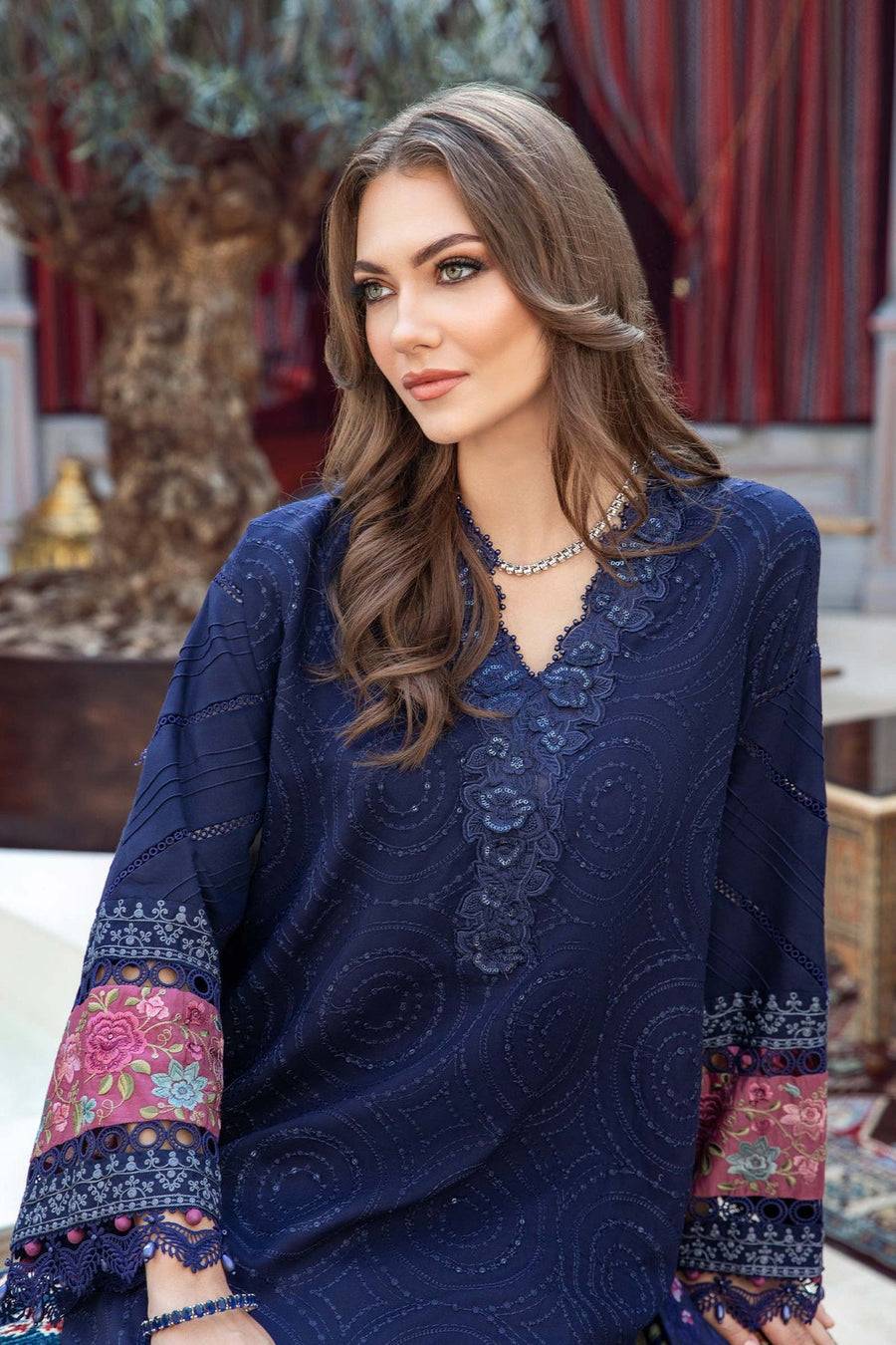 Maria.B MPrints Embroidered Linen Unstitched 3Pc Suit MPT-2001-B