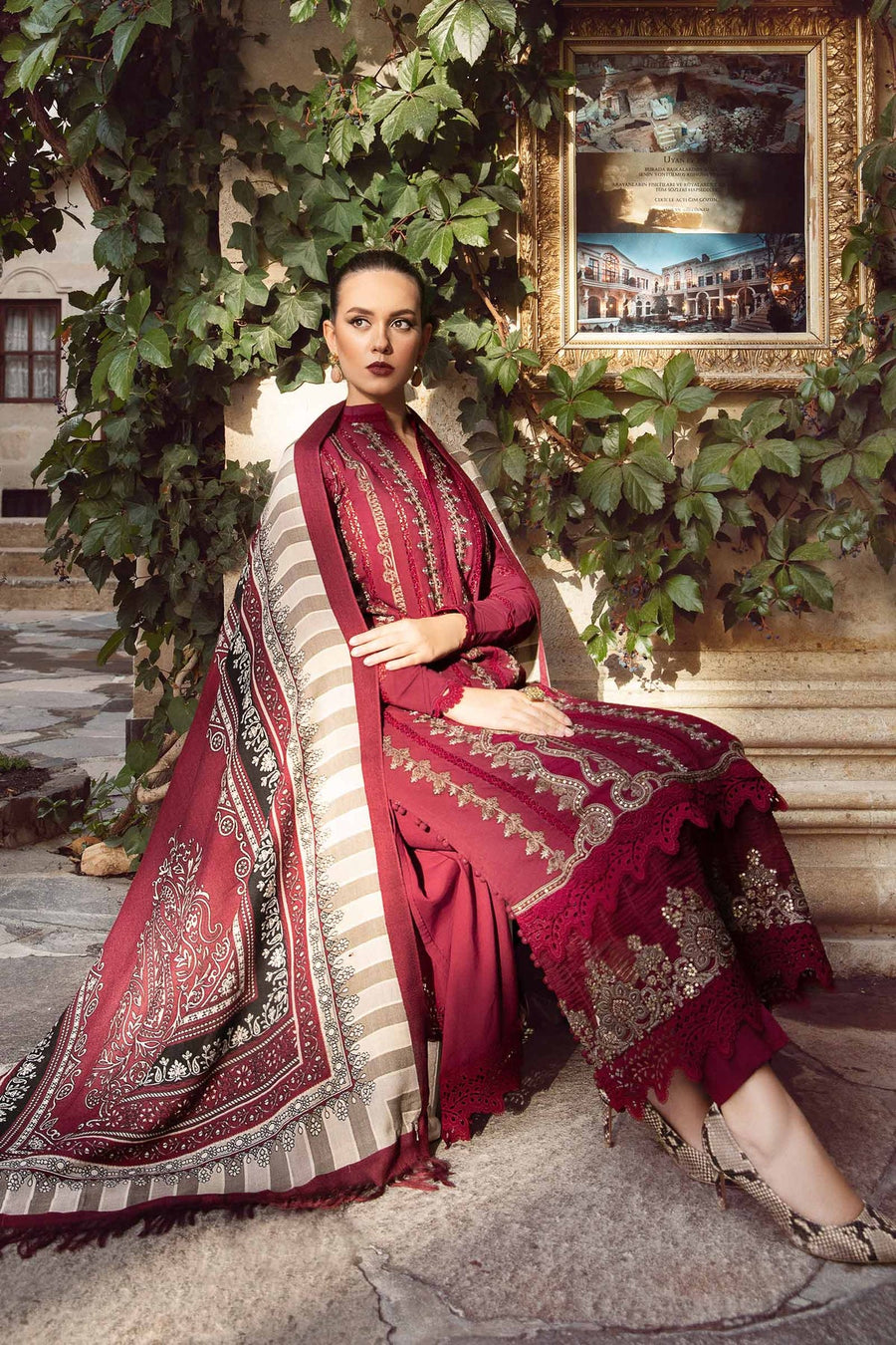 Maria.B MPrints Embroidered Linen Unstitched 3Pc Suit MPT-2002-A