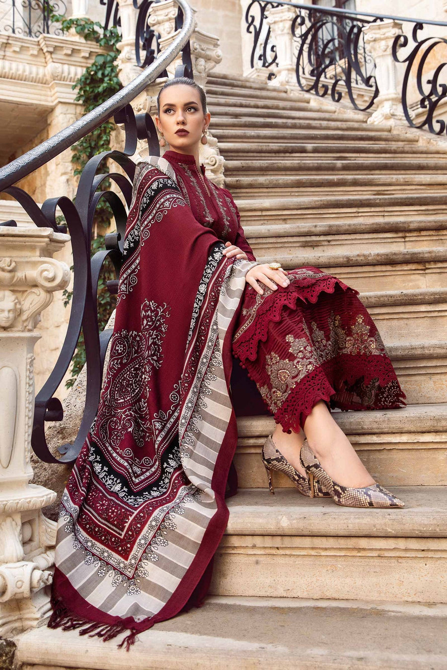 Maria.B MPrints Embroidered Linen Unstitched 3Pc Suit MPT-2002-A