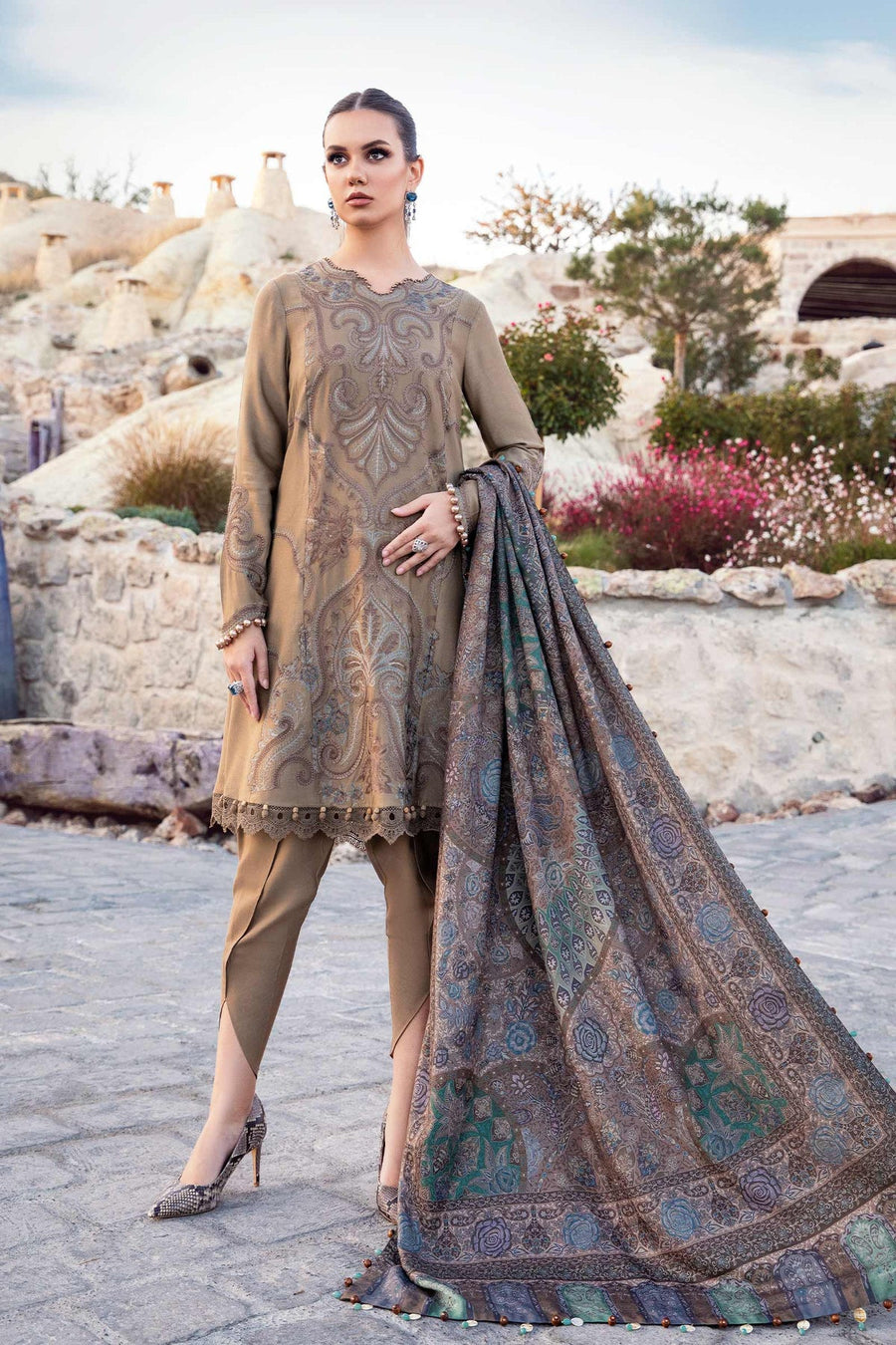 Maria.B MPrints Embroidered Linen Unstitched 3Pc Suit MPT-2003-A