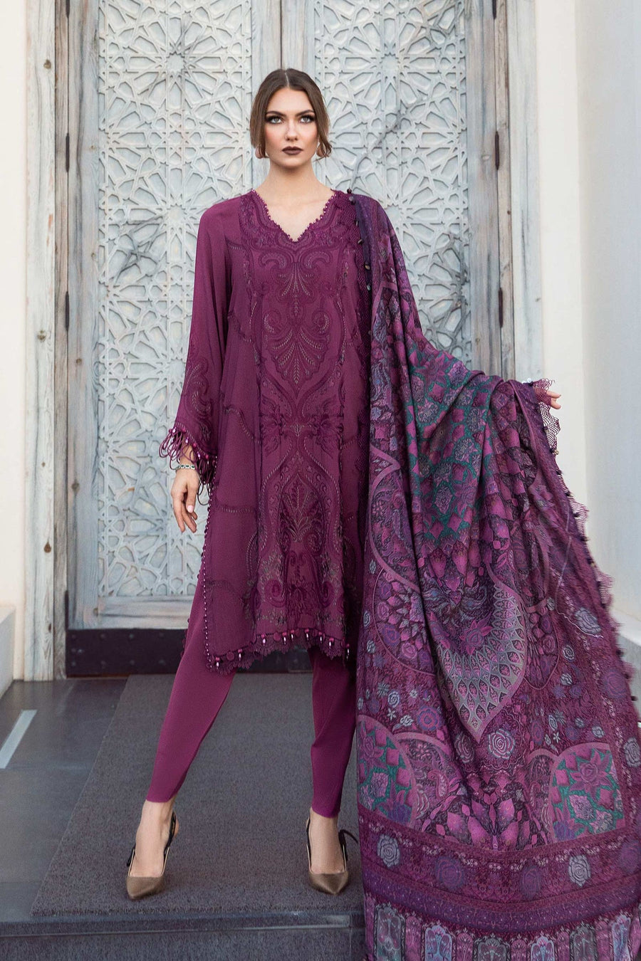 Maria.B MPrints Embroidered Linen Unstitched 3Pc Suit MPT-2003-B