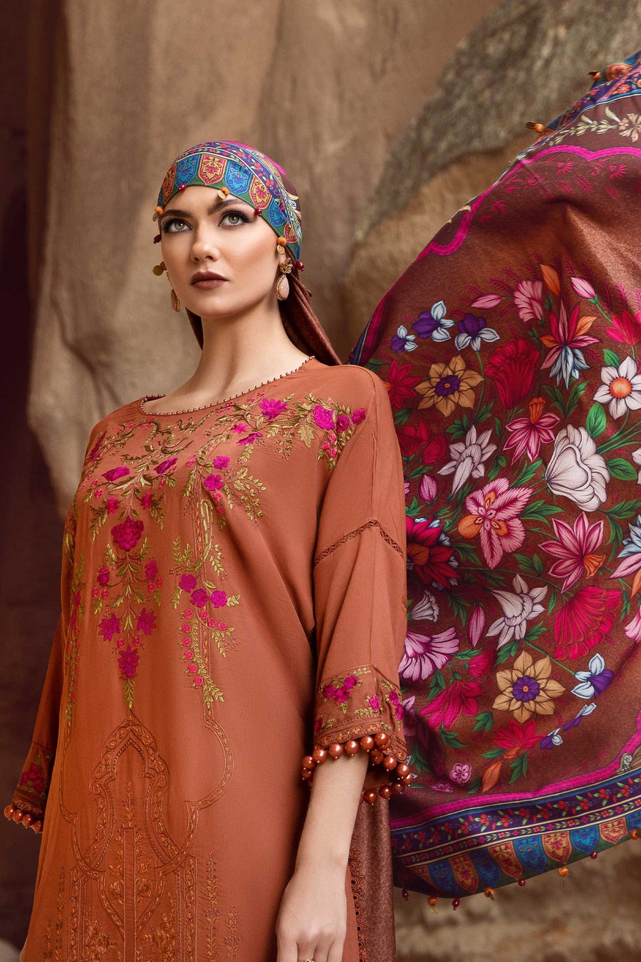 Maria.B MPrints Embroidered Linen Unstitched 3Pc Suit MPT-2004-A