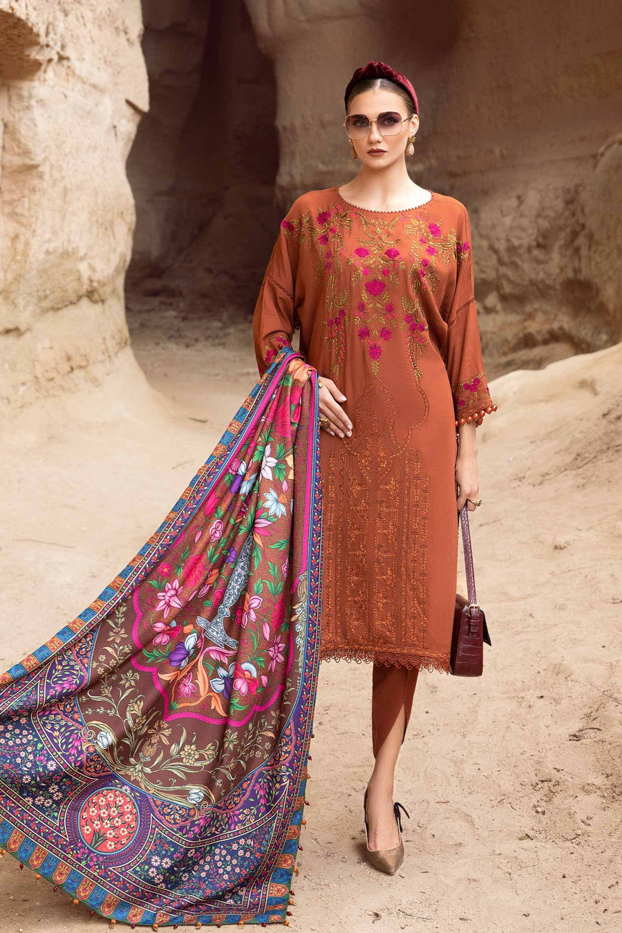Maria.B MPrints Embroidered Linen Unstitched 3Pc Suit MPT-2004-A