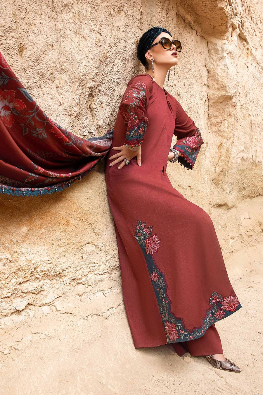 Maria.B MPrints Embroidered Linen Unstitched 3Pc Suit MPT-2005-A
