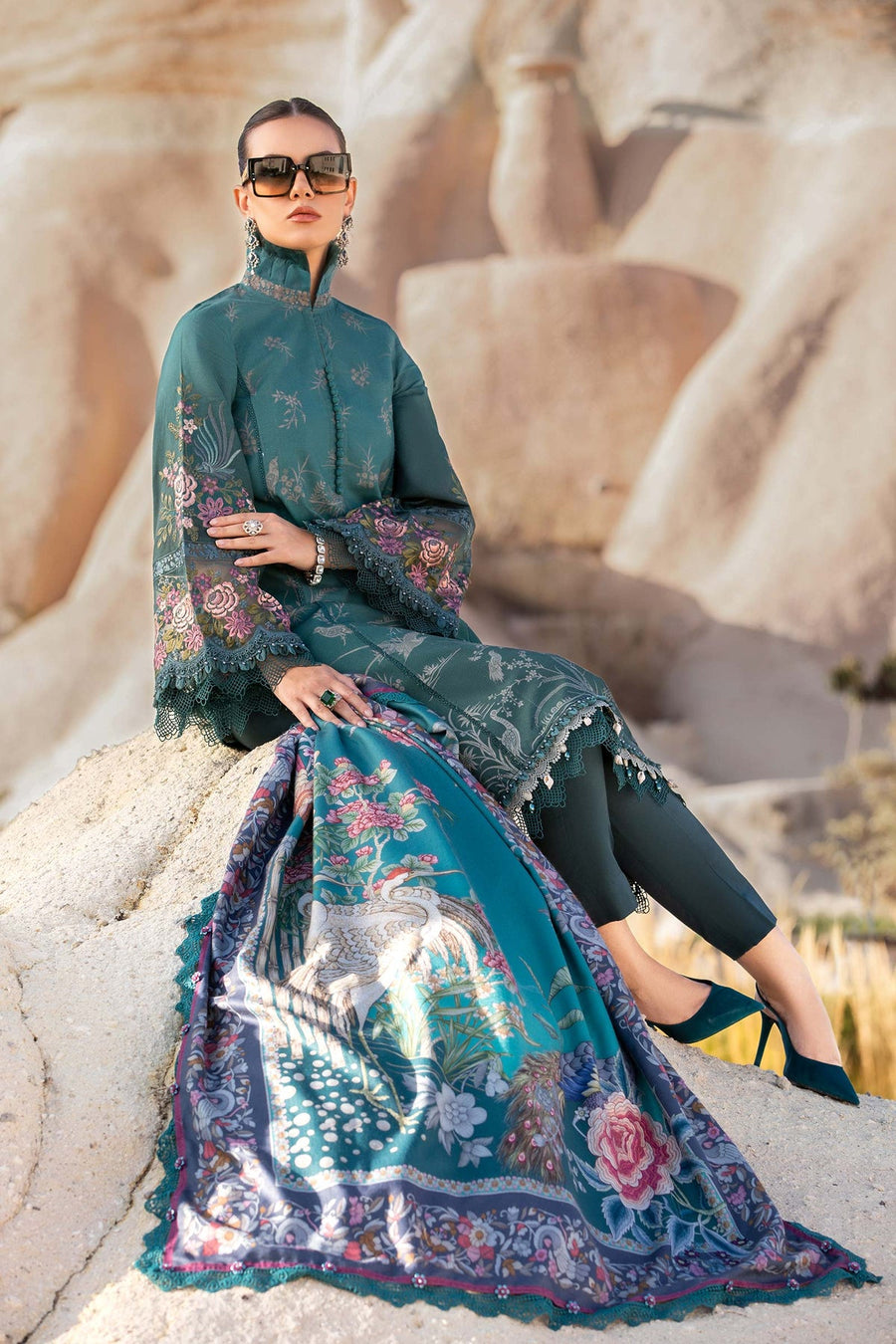Maria.B MPrints Embroidered Linen Unstitched 3Pc Suit MPT-2007-B