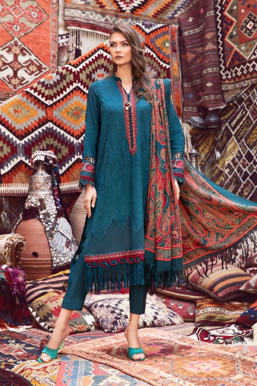 Maria.B MPrints Embroidered Linen Unstitched 3Pc Suit MPT-2008-A
