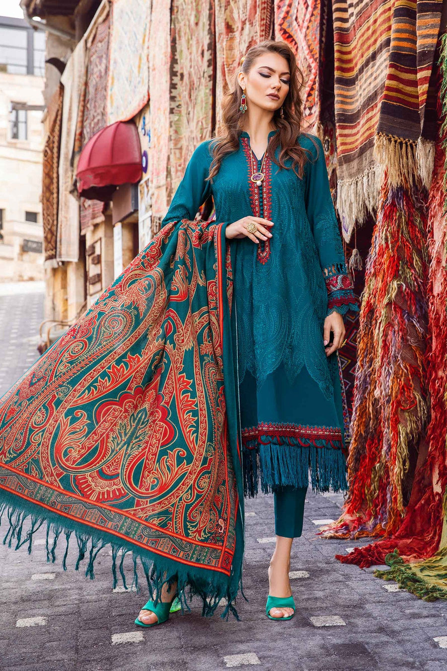 Maria.B MPrints Embroidered Linen Unstitched 3Pc Suit MPT-2008-A