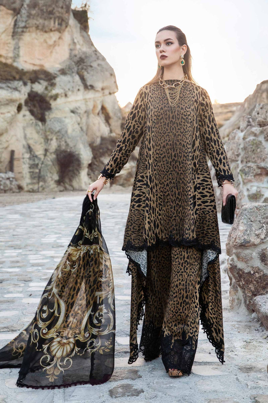 Maria.B MPrints Embroidered Linen Unstitched 3Pc Suit MPT-2010-A
