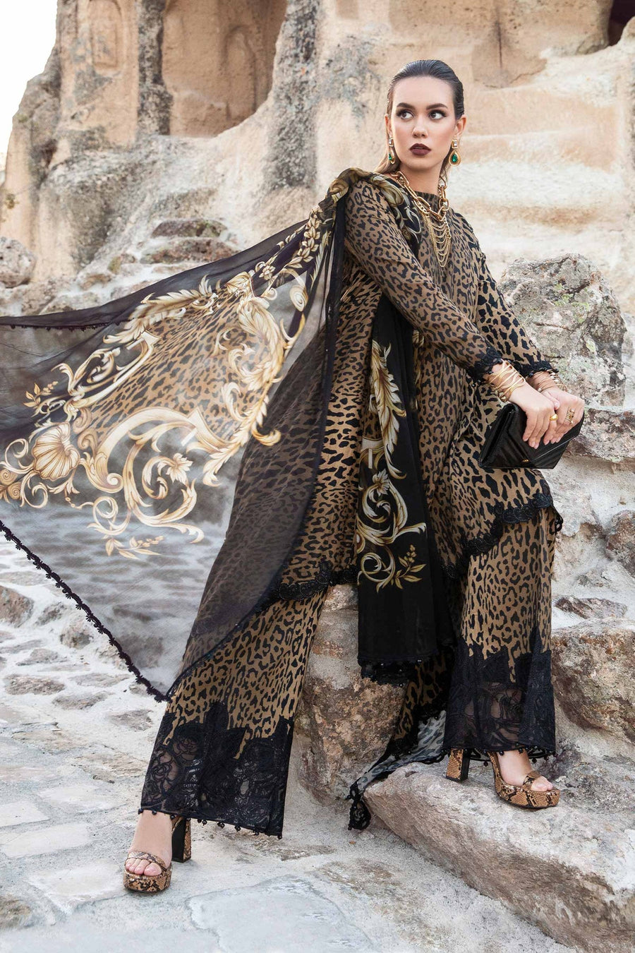 Maria.B MPrints Embroidered Linen Unstitched 3Pc Suit MPT-2010-A