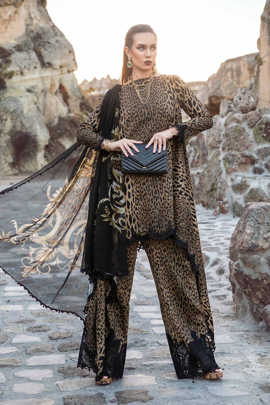Maria.B MPrints Embroidered Linen Unstitched 3Pc Suit MPT-2010-A