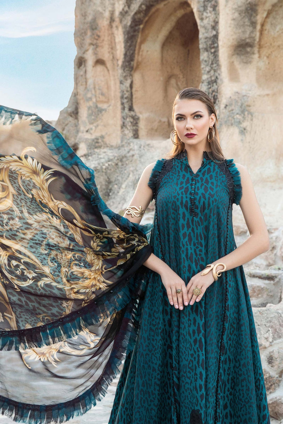 Maria.B MPrints Embroidered Linen Unstitched 3Pc Suit MPT-2010-B