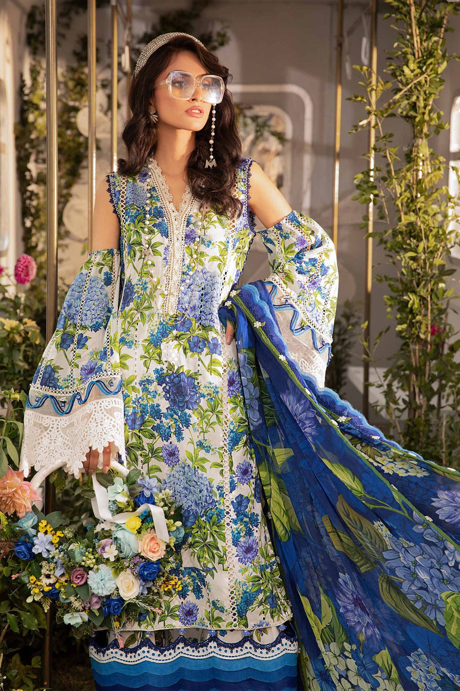 Maria.B M.Prints Unstitched Embroidered Lawn 3Pc Suit MPT-2102-B