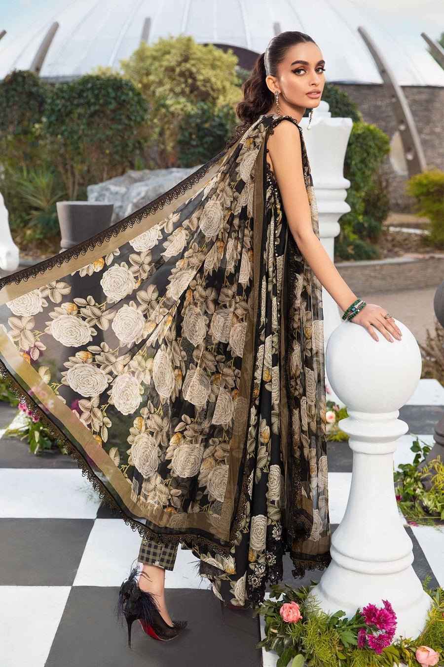 Maria.B M.Prints Unstitched Embroidered Lawn 3Pc Suit MPT-2103-B