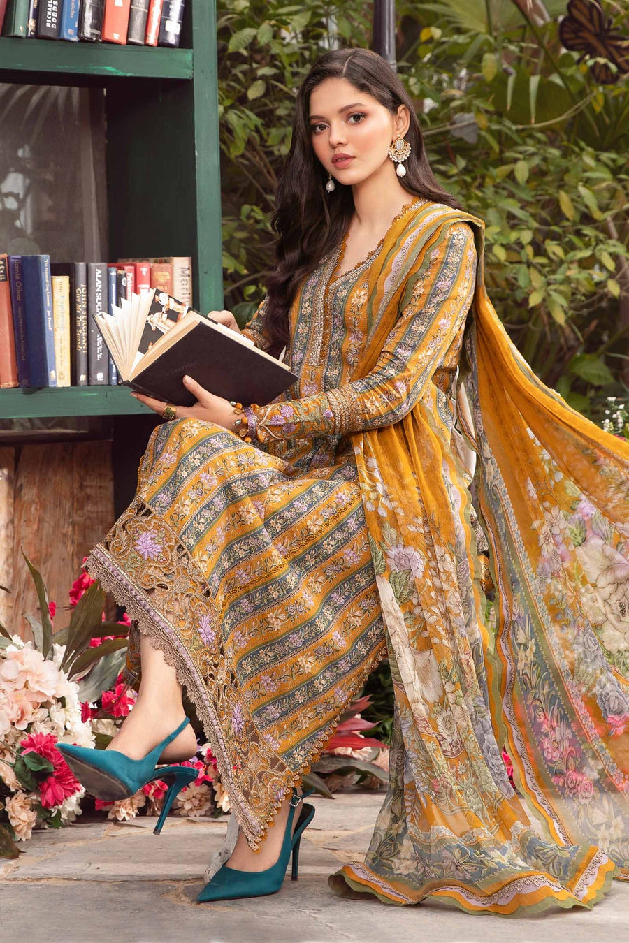 Maria.B M.Prints Unstitched Embroidered Lawn 3Pc Suit MPT-2107-A