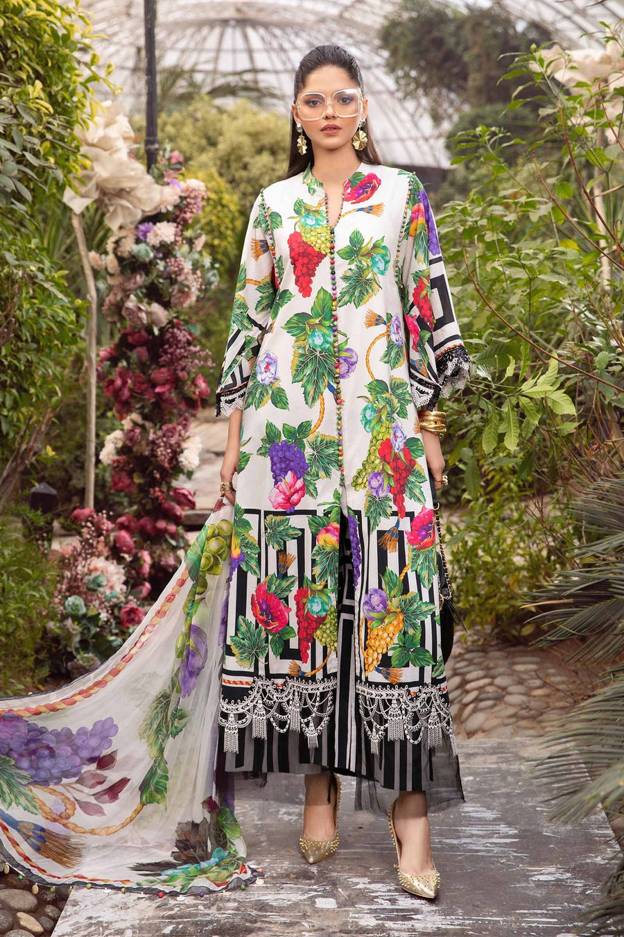 Maria.B M.Prints Unstitched Embroidered Lawn 3Pc Suit MPT-2108-A